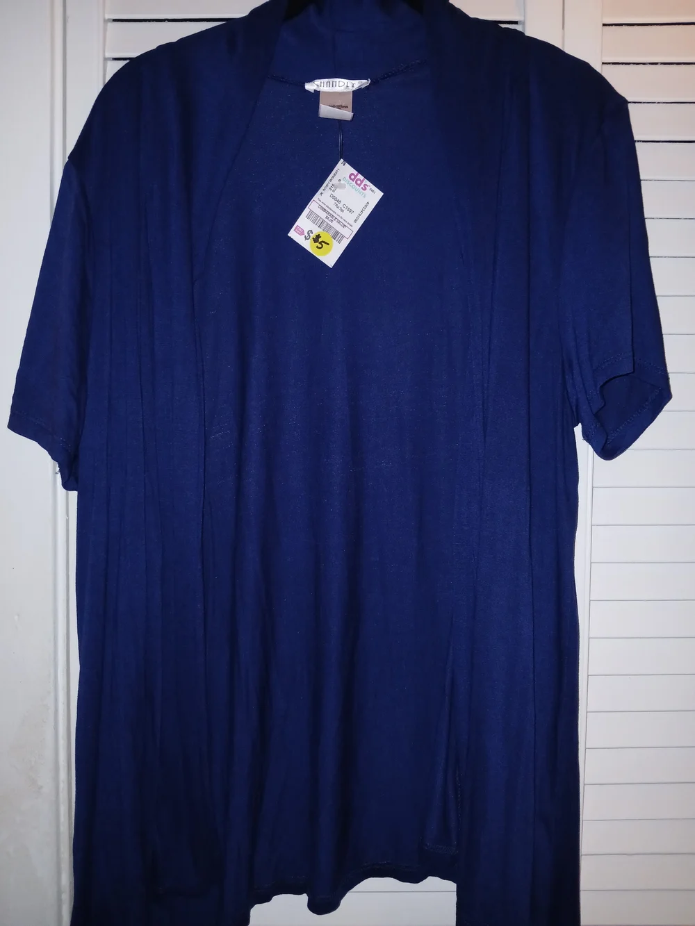 Navy Blue Short-Sleeve Open Cardigan